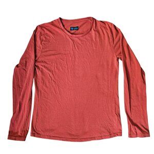 JANJI Crew Neck Long Sleeve Shirt SZ Small Orange Supima Cotton Run Outdoor